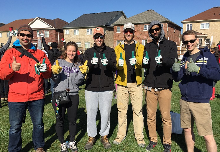 Pumped for a little Saturday morning planting are Crozier & Associates’ co-workers (from left to right): Nuno Gama, Nicole Segal, Graeme MacDonald, Jon Sylvester, Hamdy Shafi, and Benjamin Peachman.